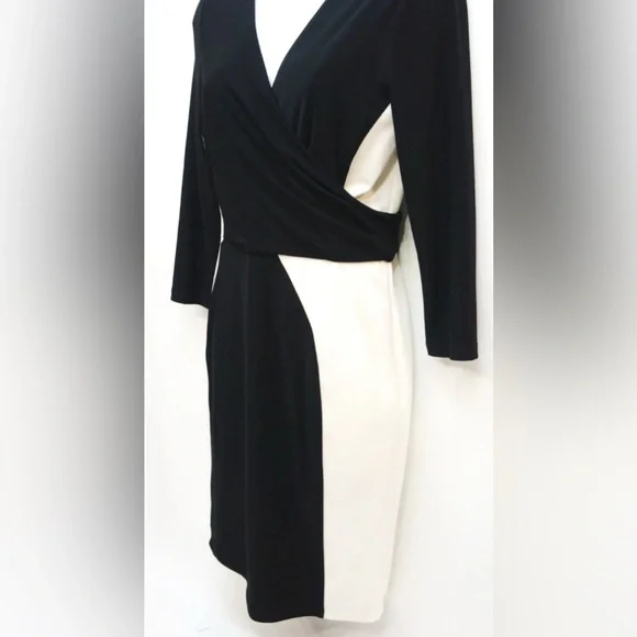 Lauren Ralph Lauren Black and Cream Long Sleeve Dress - Picture 2 of 4